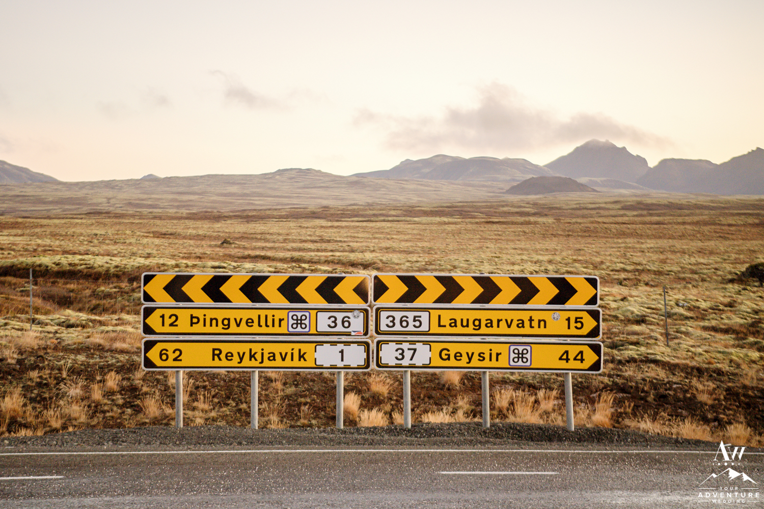 Sign Pointing to Thingvellir National Park Iceland