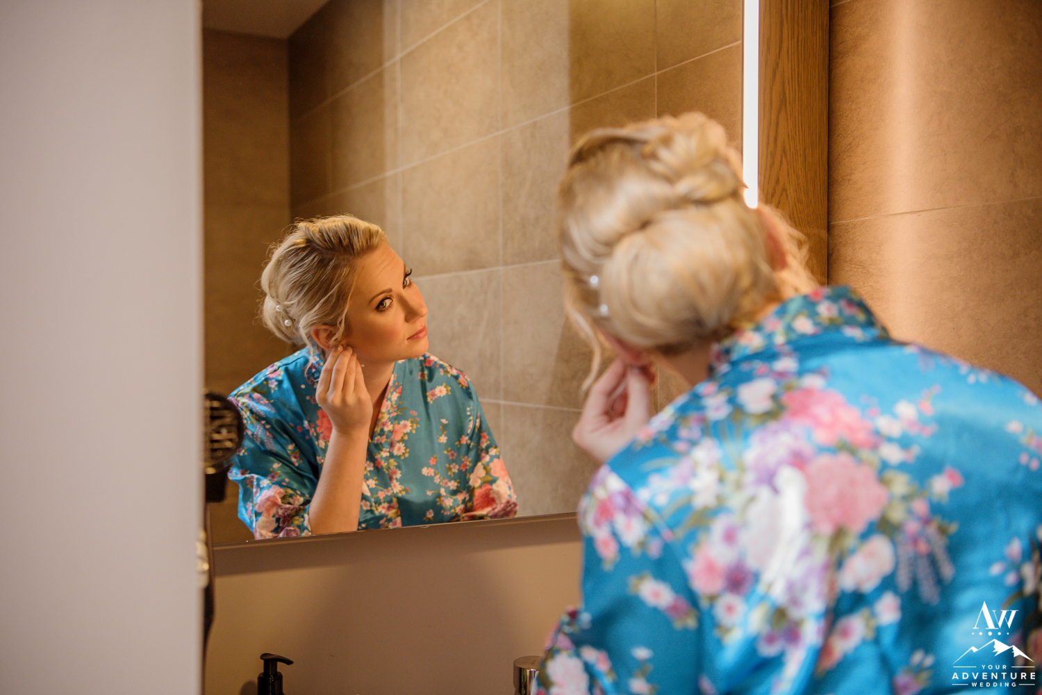 Bride getting ready for her Iceland Elopement