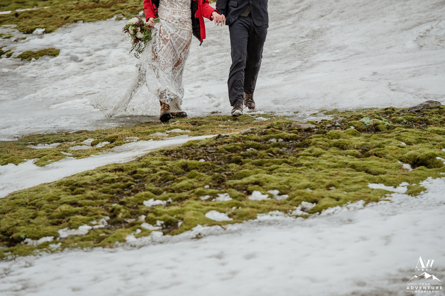 Iceland Elopement Details of a couple walking