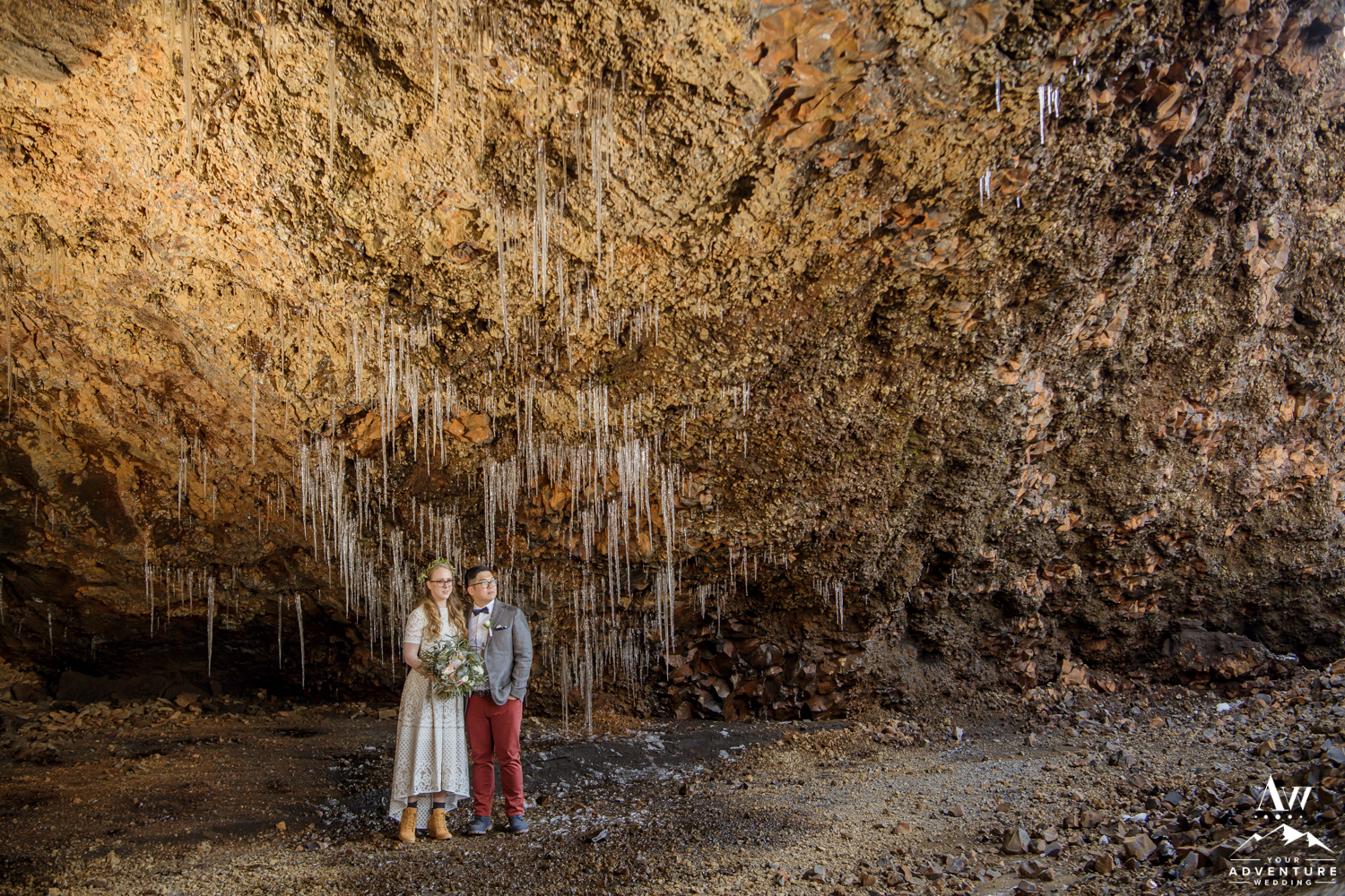 Iceland Adventure Wedding Photos in a Cave