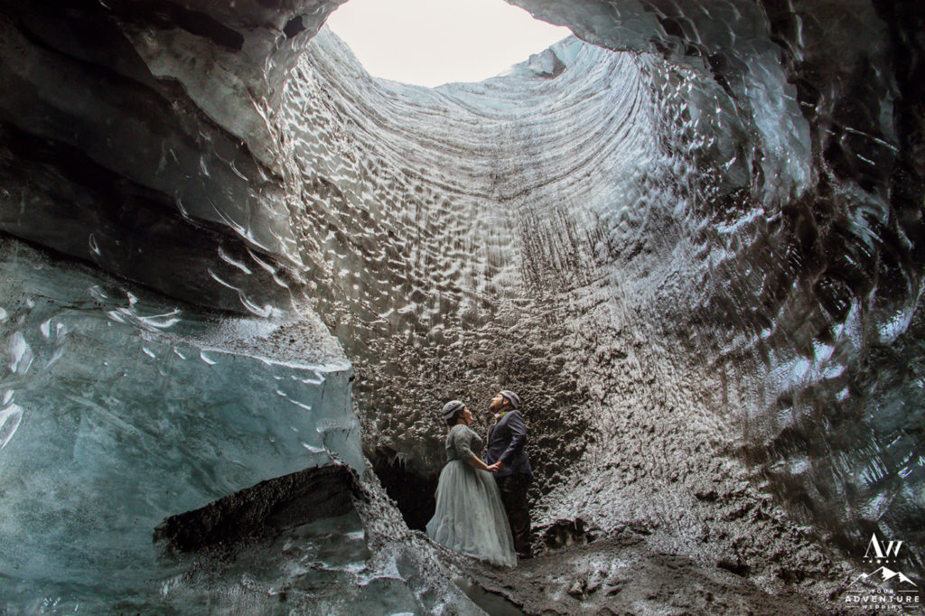 Adventurous Elopement in Iceland inside of an ice cave