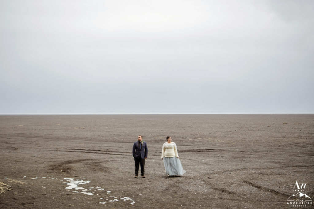 Iceland Elopement Photos on a black desert