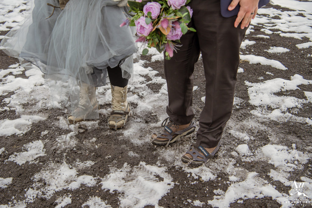 Adventure Wedding with crampons in Iceland