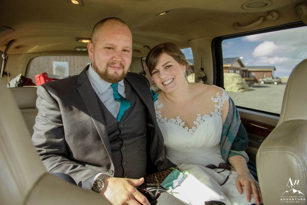 Iceland Wedding Couple inside of super jeep
