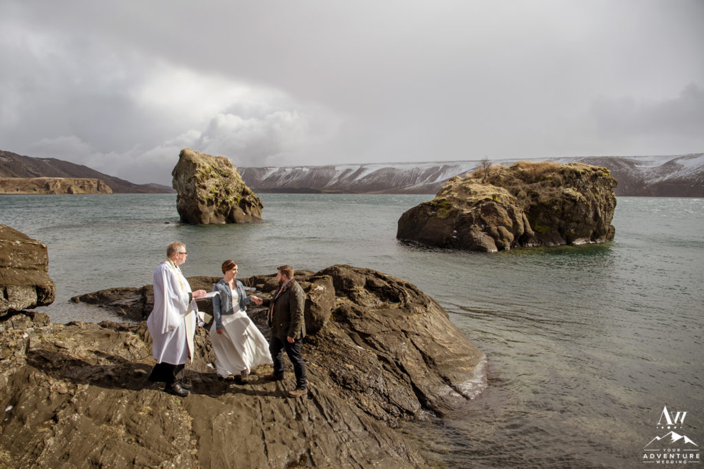 Lakeside wedding ceremony in Iceland