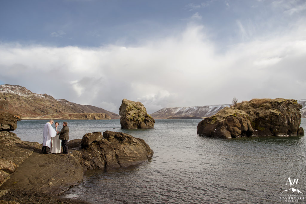 Lake with Rock Formations Iceland Wedding