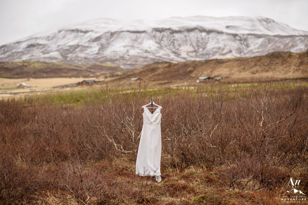 Iceland Wedding Dress at Hotel Grimsborgir