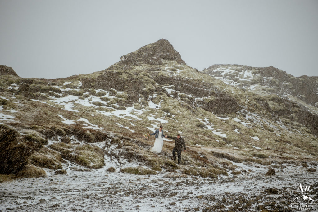 Snowy Wedding in Iceland during May