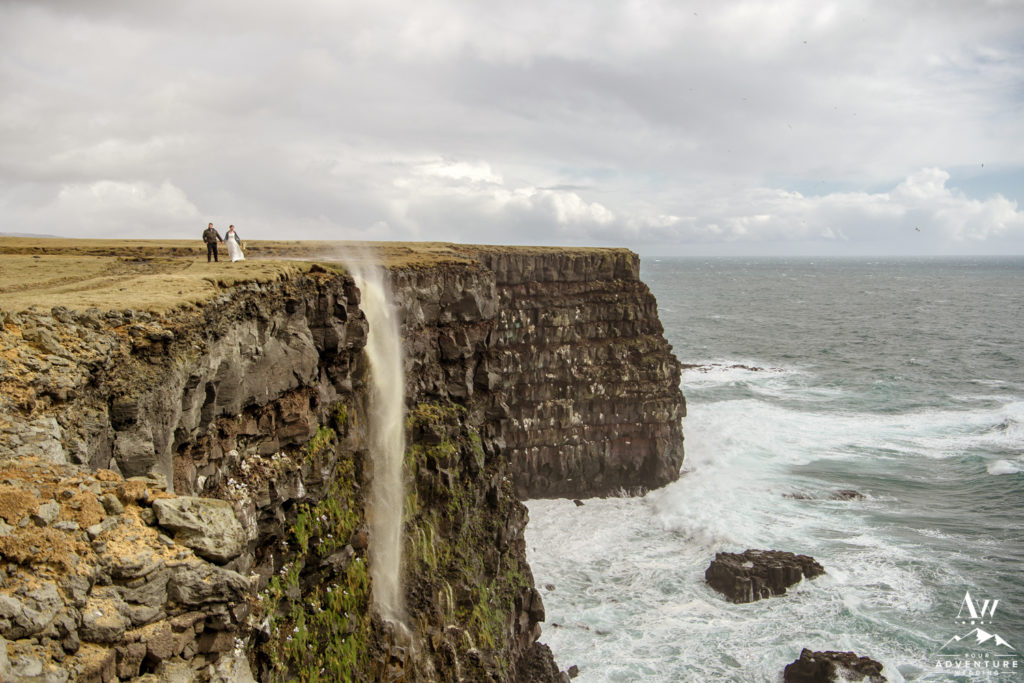 Adventurous Elopement in Iceland Waterfall