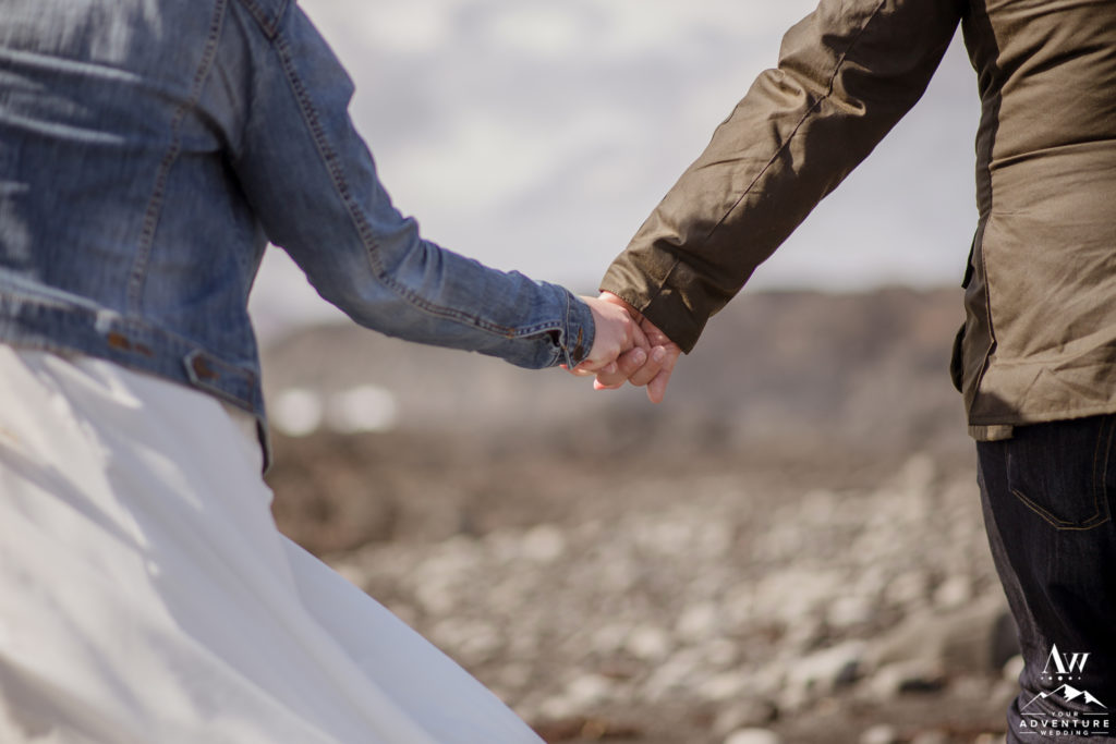 Iceland Elopement Couple holding hands