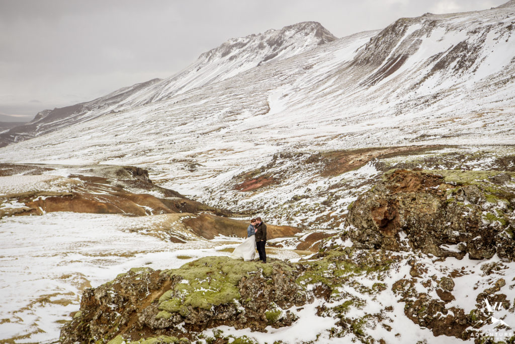 Snowy Elopement in May in Iceland