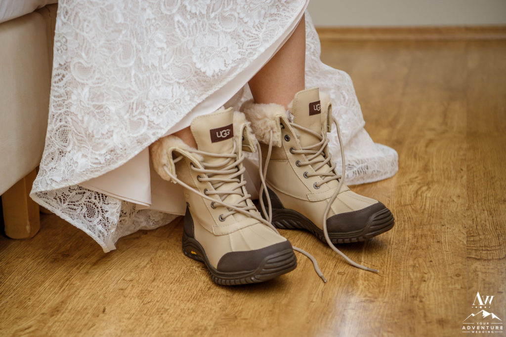 Iceland Bride wearing UGG Winter Boots