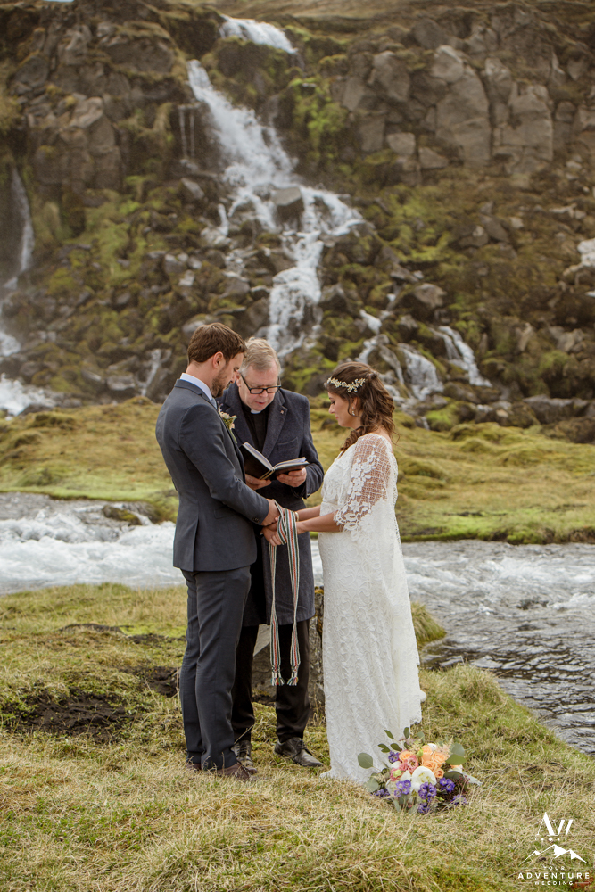 Iceland Wedding Ceremony at a private waterfall