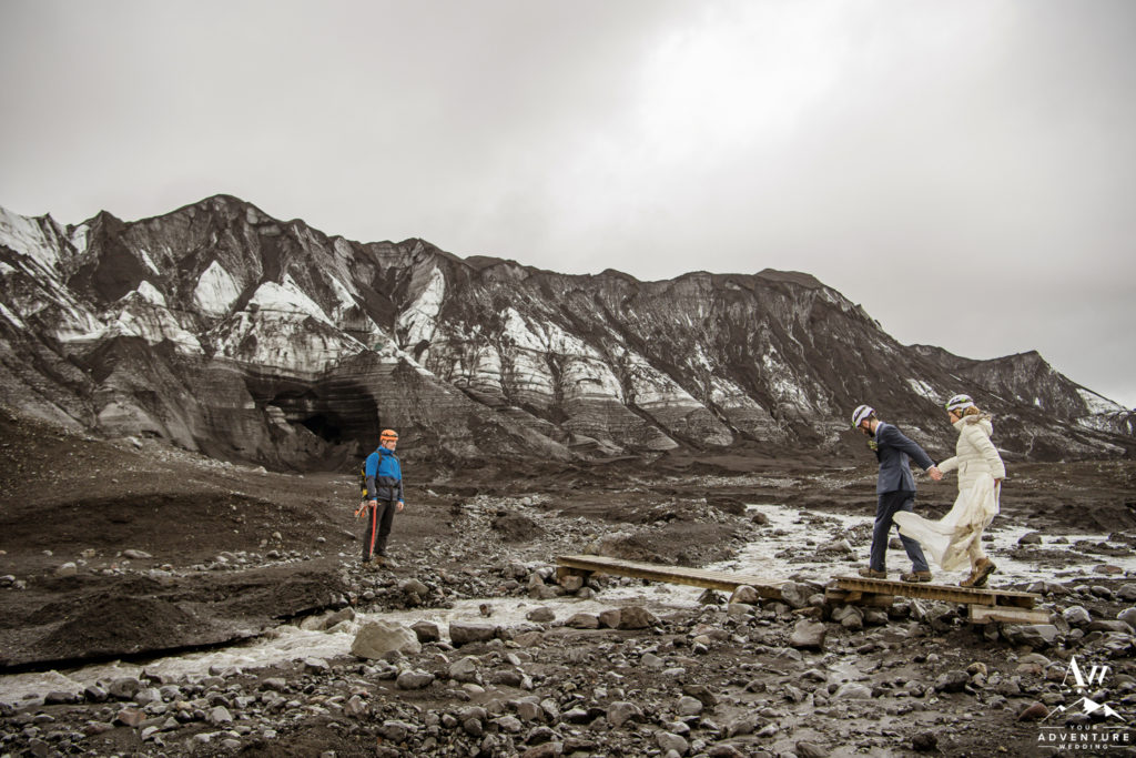 Iceland Wedding Couple hiking a glacier