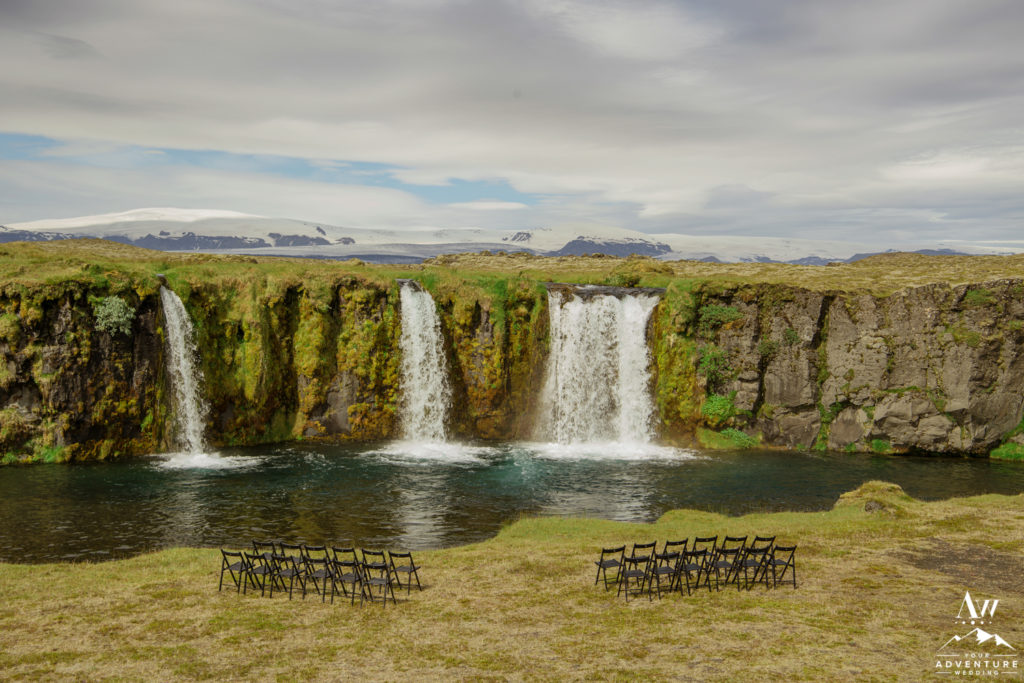 Private Waterfall Wedding Ceremony Setup in Iceland