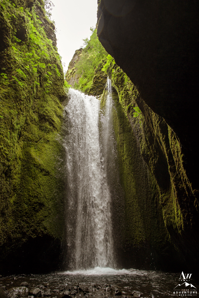 Hidden Waterfall during Iceland Elopement