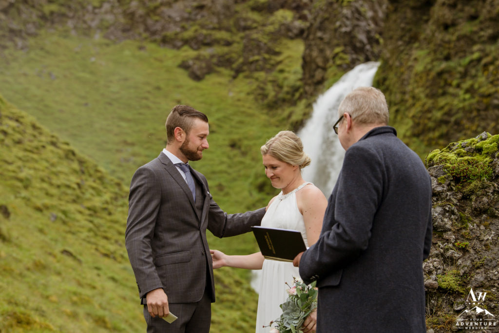 Intimate Iceland Wedding Ceremony at a Waterfall