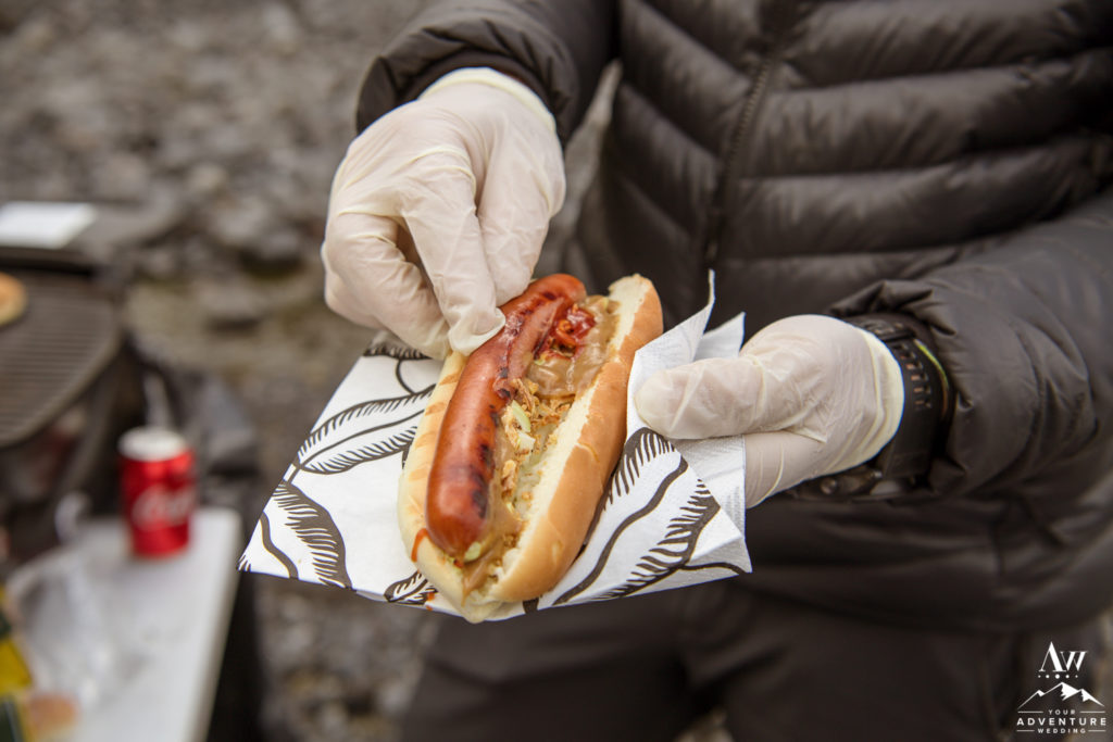 Iceland adventure wedding lunch hot dog bbq