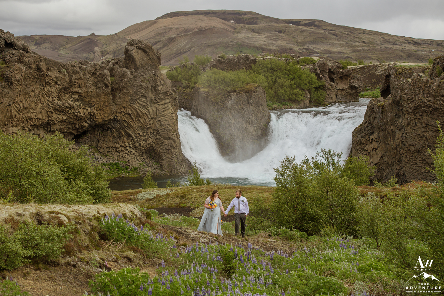 Hjalparfoss Waterfall Wedding Adventure