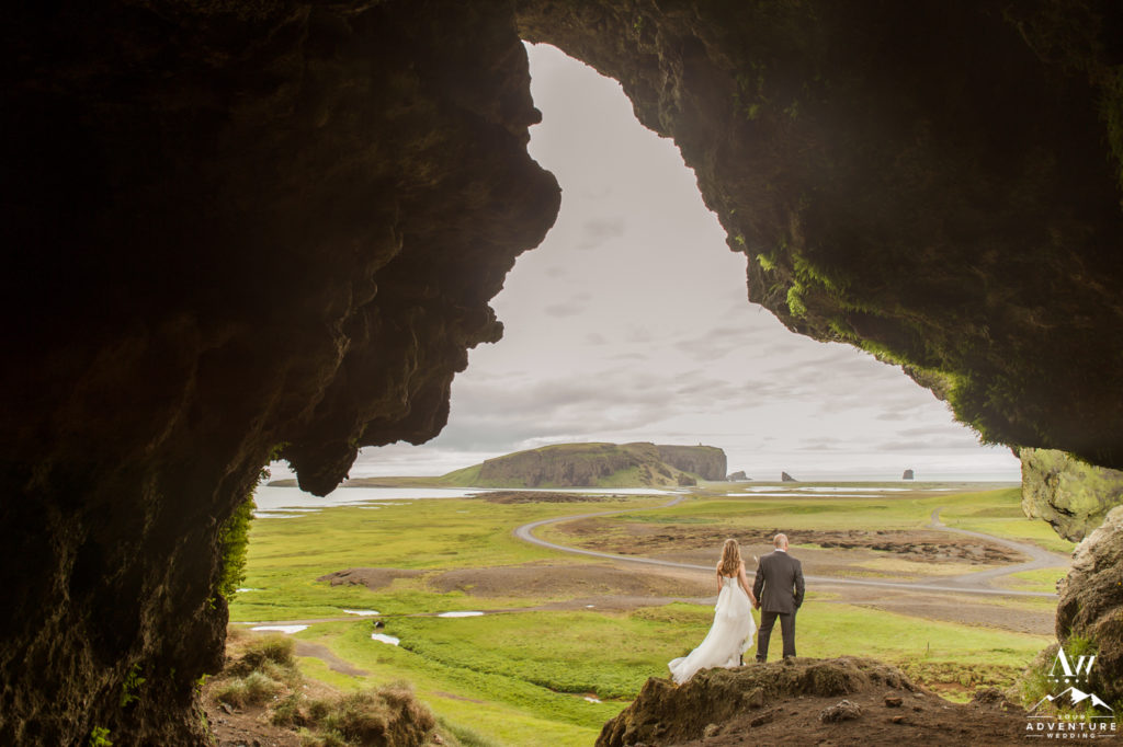 Proposing in a Cave in Iceland overlooking Dyrholaey