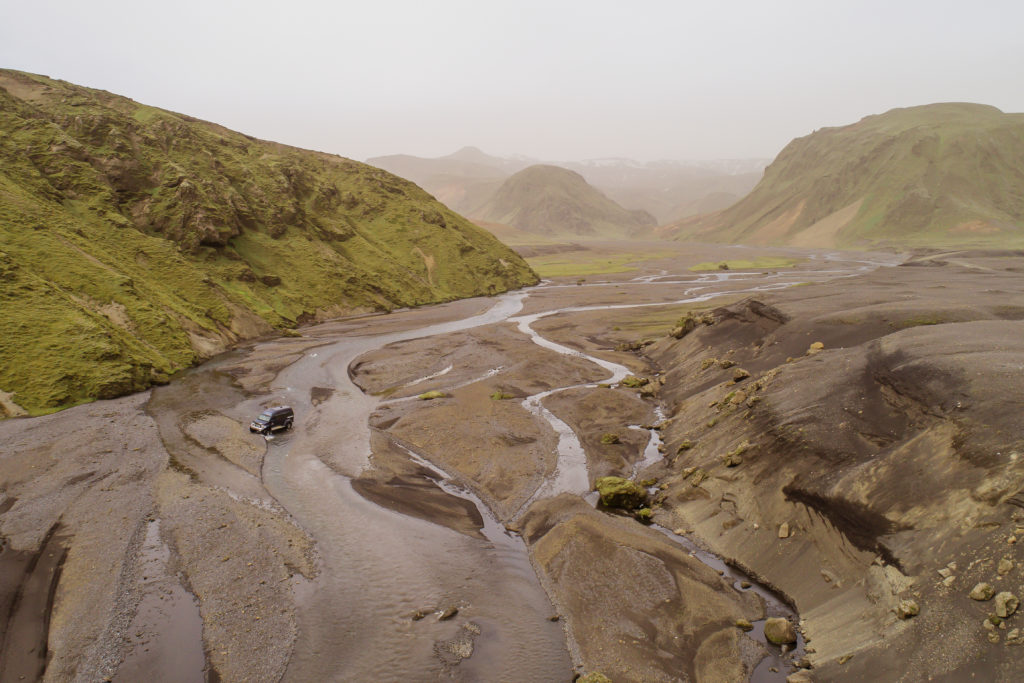 Super Jeep driving in Iceland in rivers
