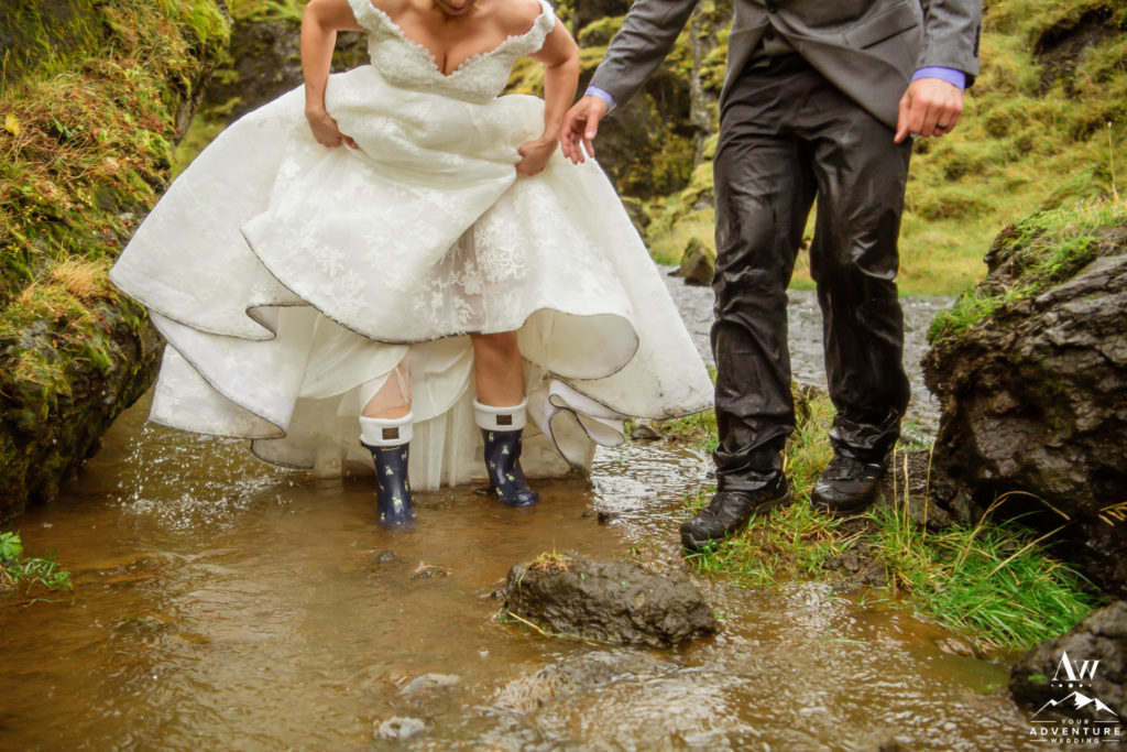 Couple Soaked on Iceland Wedding Day