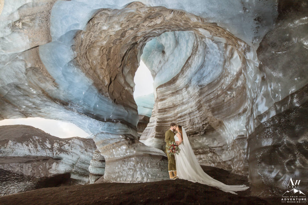 Iceland Ice Cave Wedding Couple Inside