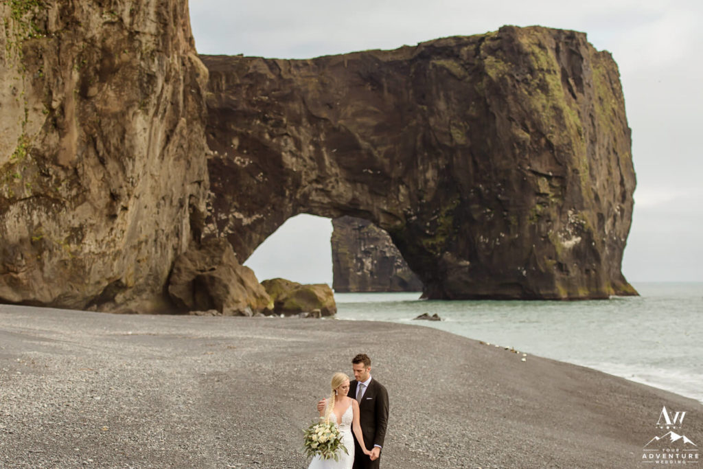 Black Sand Beach Iceland Wedding Couple