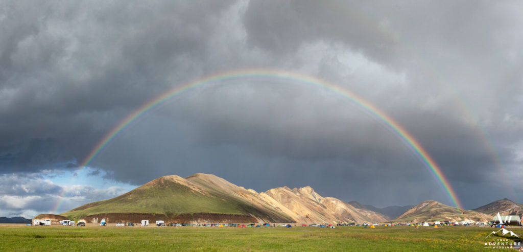 Landmannalaugar Ten City with rainbow