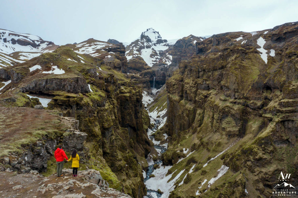 Iceland Elopement Couple Standing at Múlagljúfur
