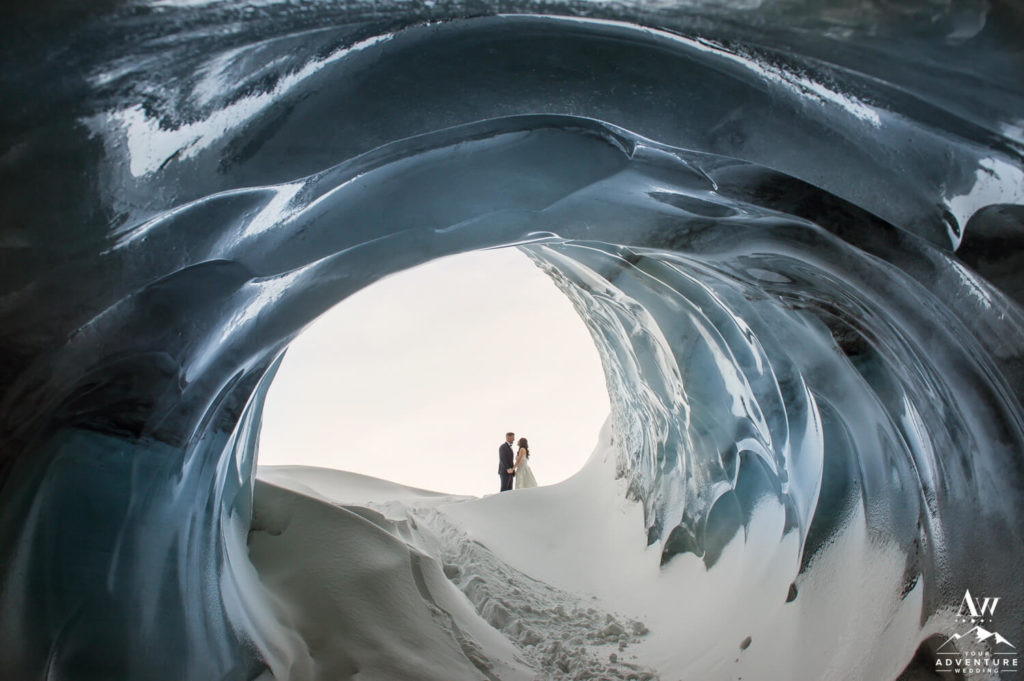 Iceland Honeymoon Adventure into an Ice Tunnel