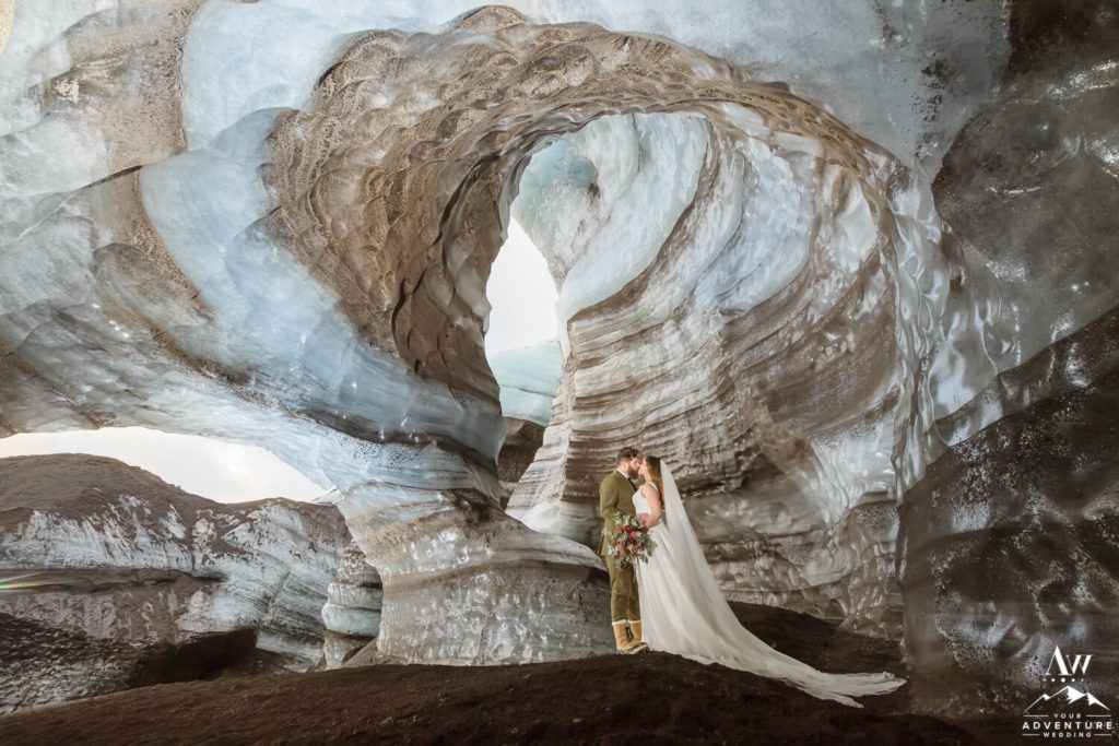 Iceland Wedding Couple in an Ice Cave