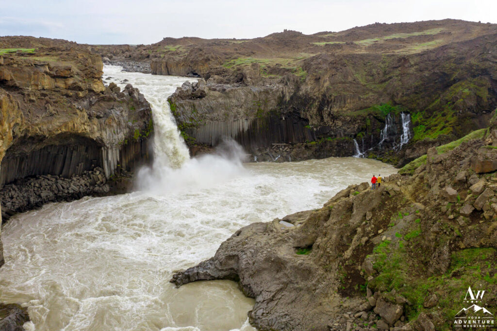 Iceland Elopement Couple at Aldeyjarfoss Waterfall