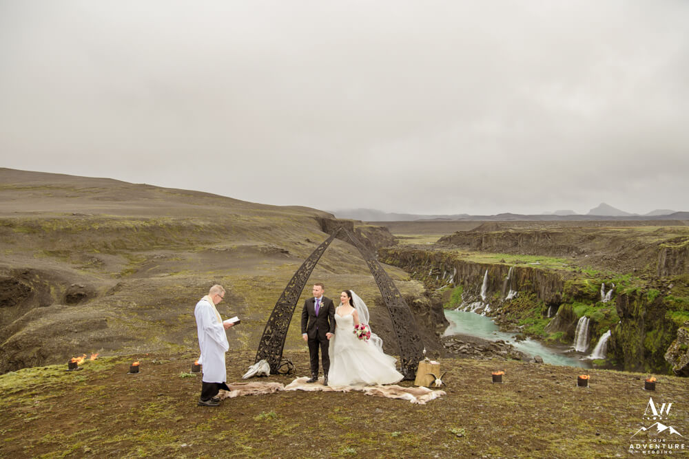 Primeval Iceland Wedding Ceremony at Waterfall
