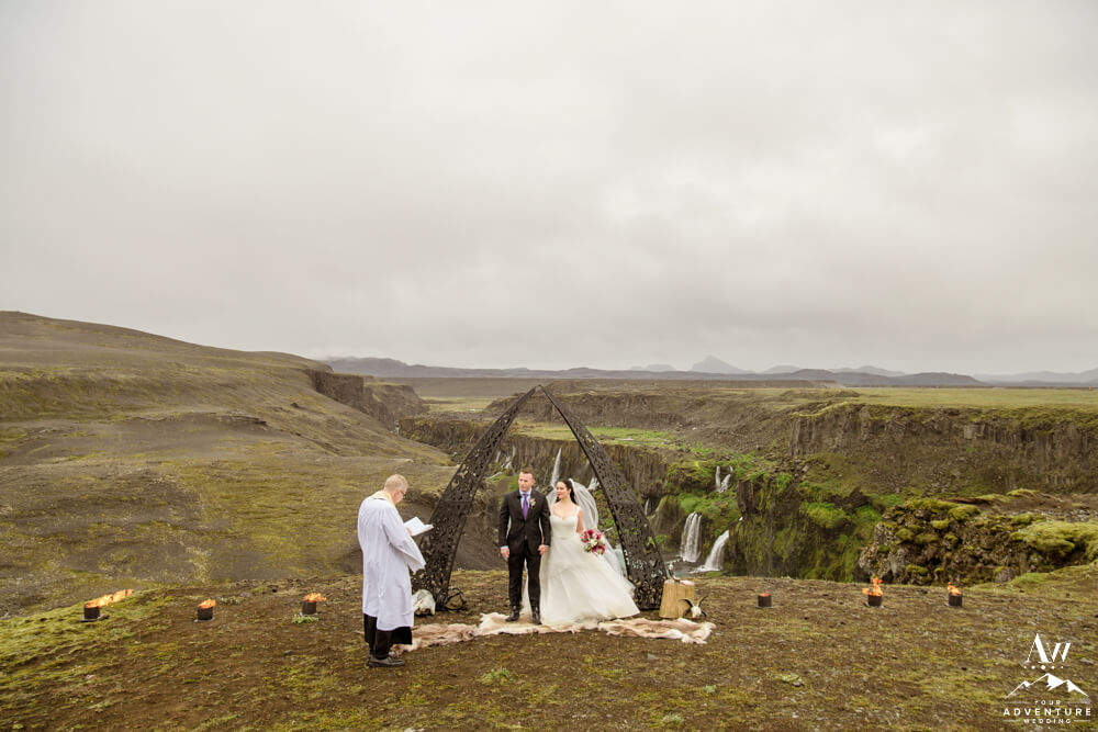 Iceland Elopement Ceremony at Waterfall