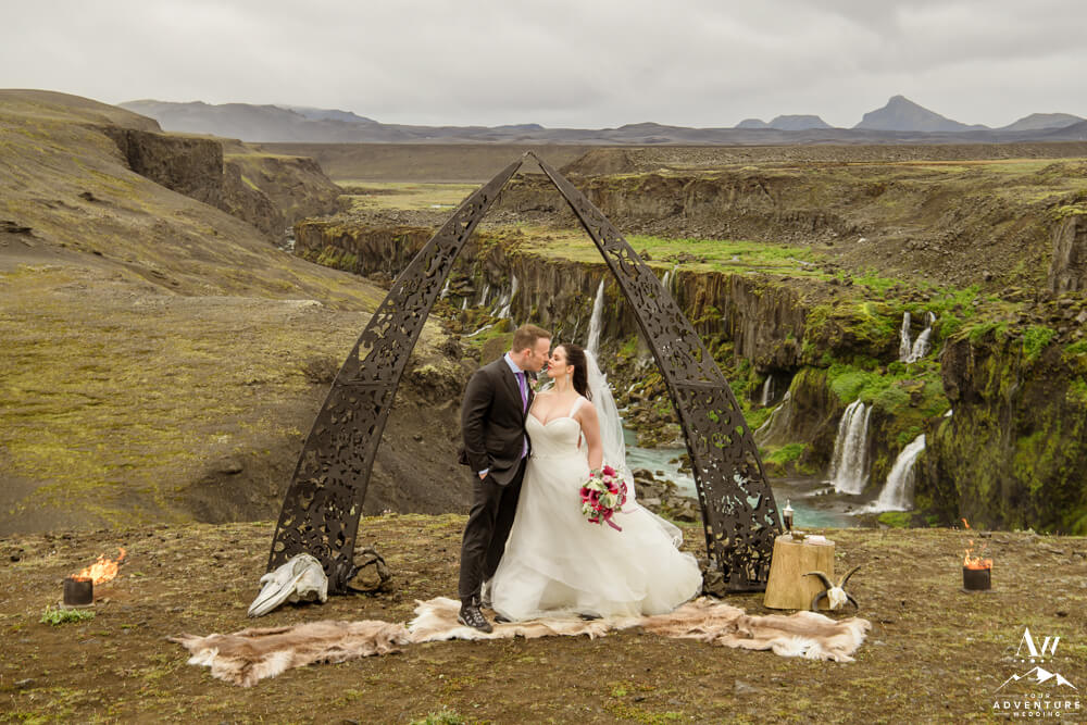 Iceland Elopement Waterfall Ceremony