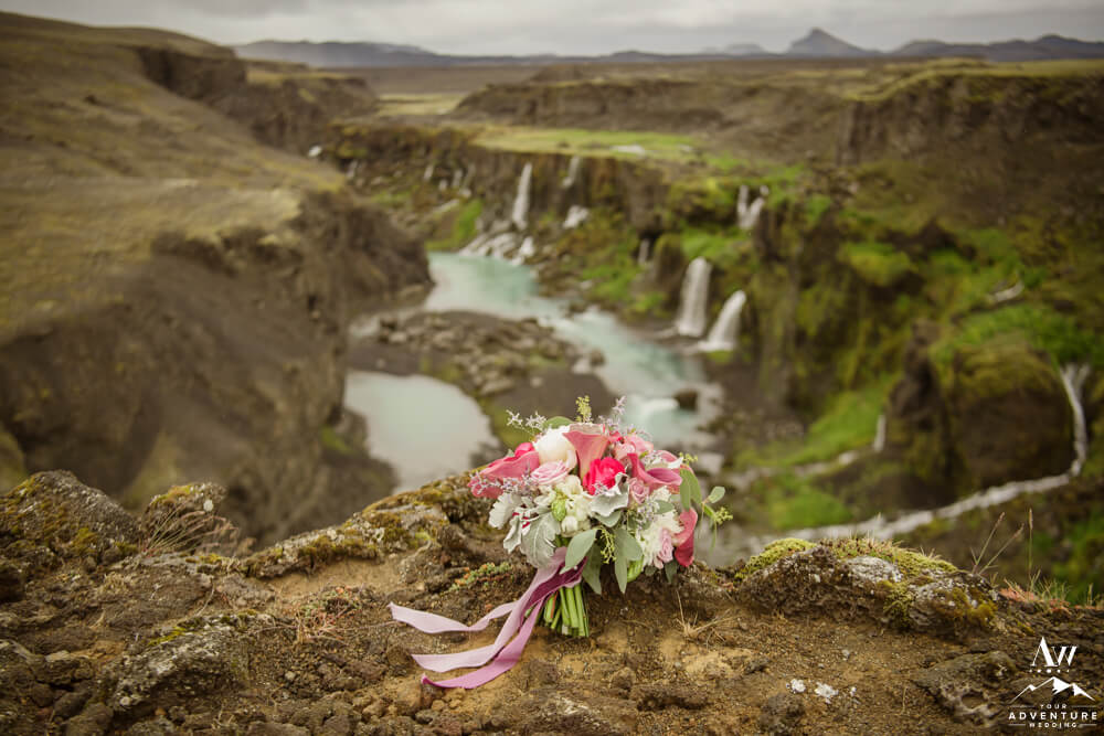 Iceland Elopement Bouquet at Waterfall