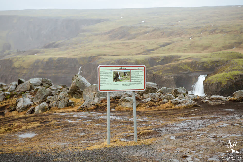 Sign at Haifoss Waterfall