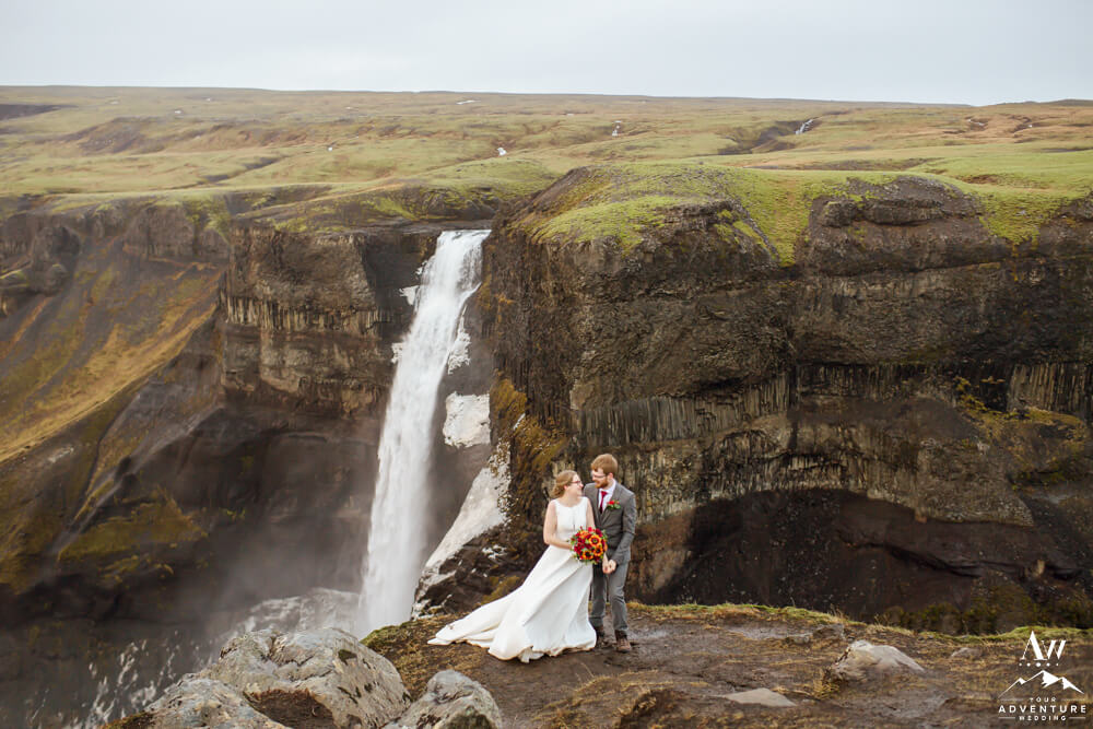 Haifoss Waterfall Wedding Couple