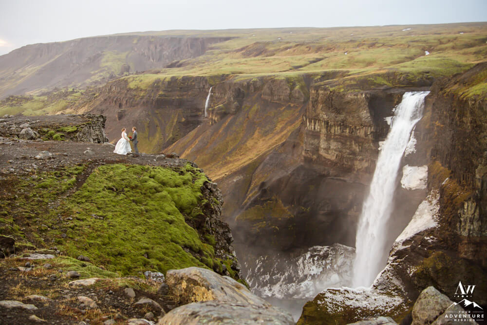 Iceland Wedding Couple at Haifoss
