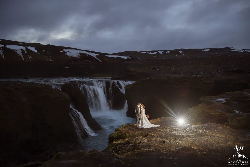 Iceland nighttime wedding photos
