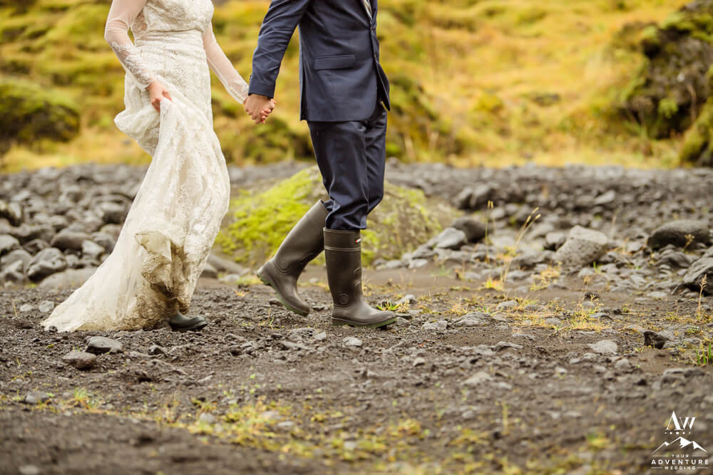 Hiking Elopement Couple holding hands