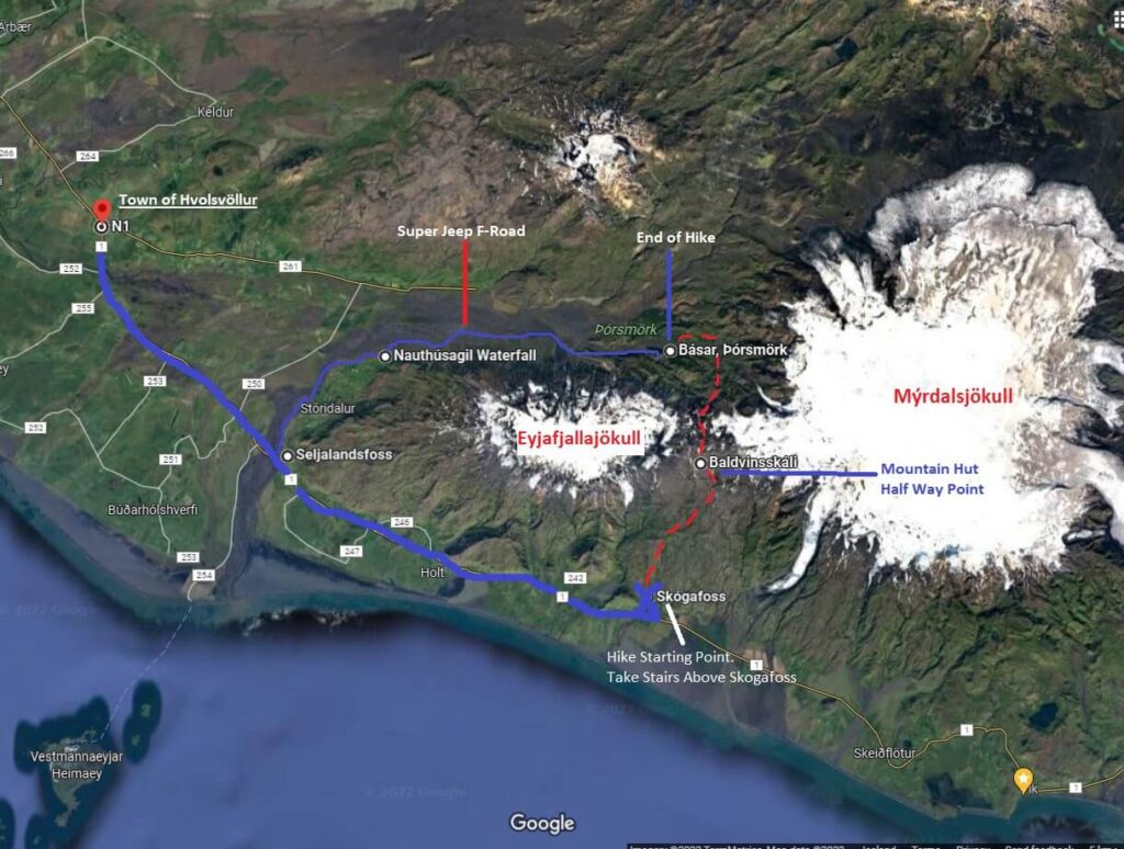 Fimmvörðuháls Map for 2022