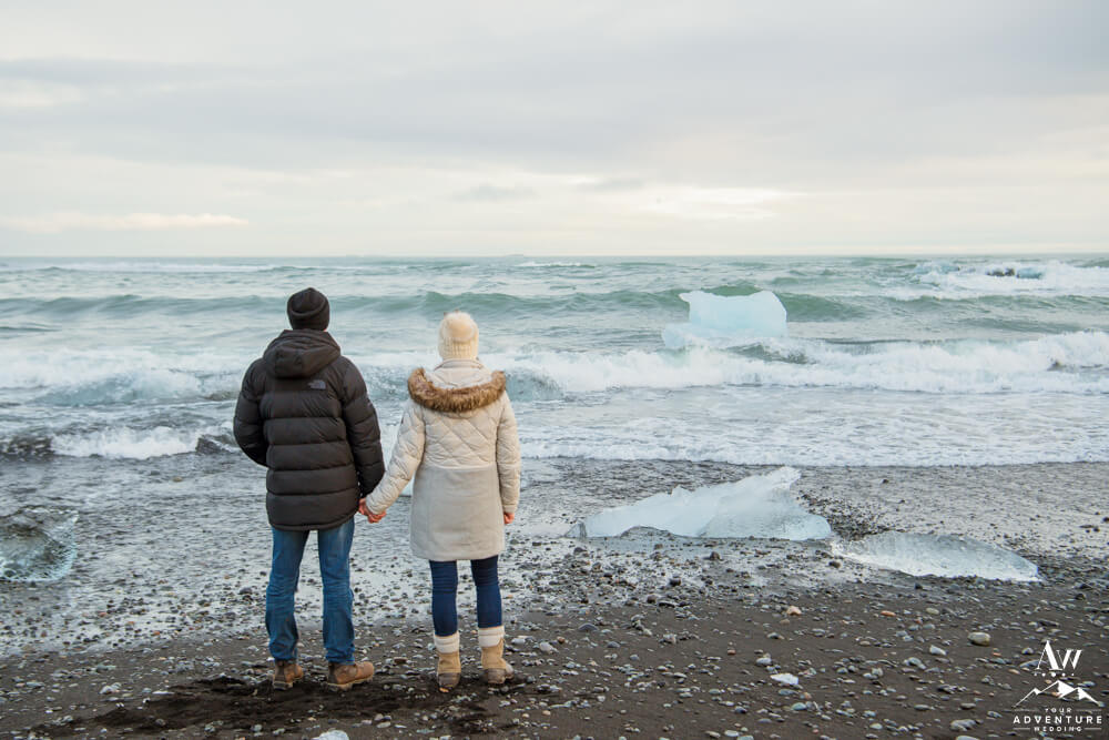 Iceland Honeymoon Couple at Diamond Beach