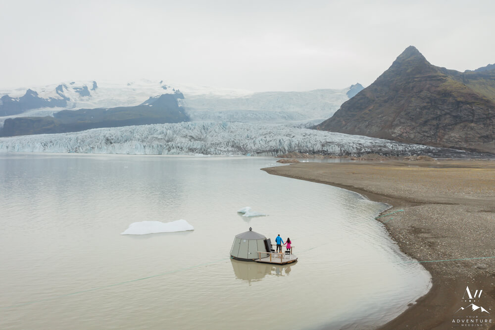 Iceland Igloo Hut on a glacier lagoon