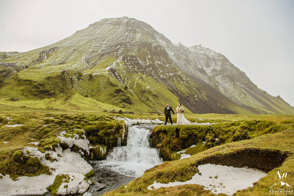 October Highland Elopement Couple at Waterfall in Iceland