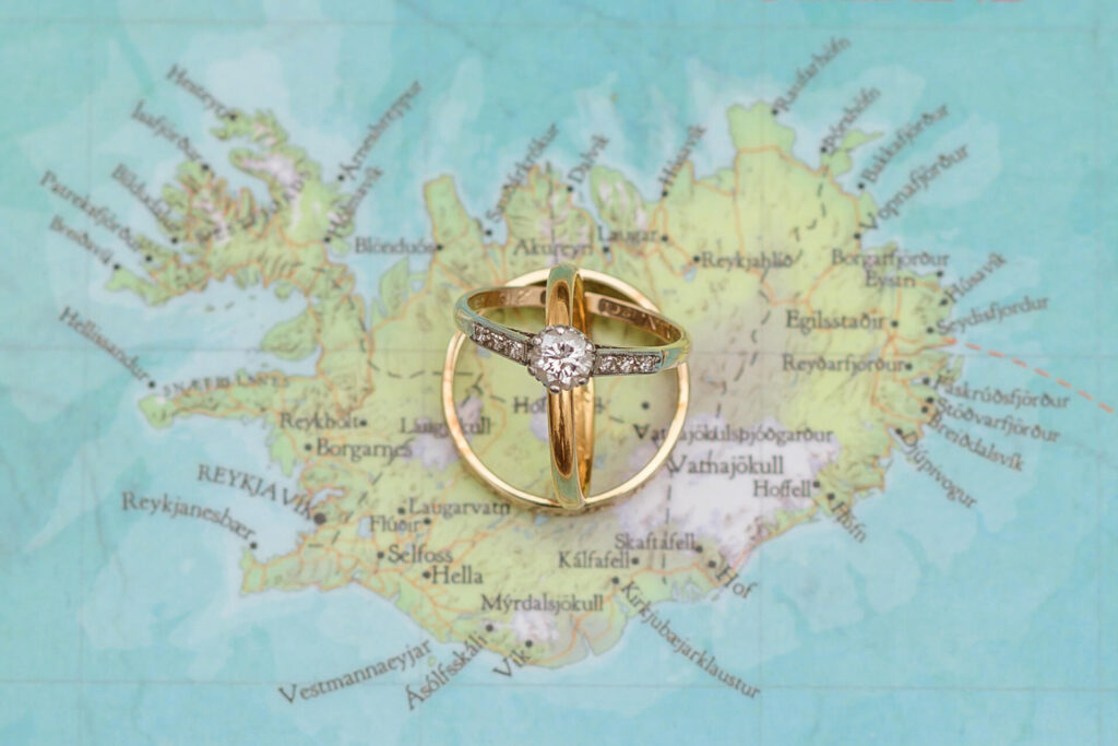 Iceland Wedding Rings on Map
