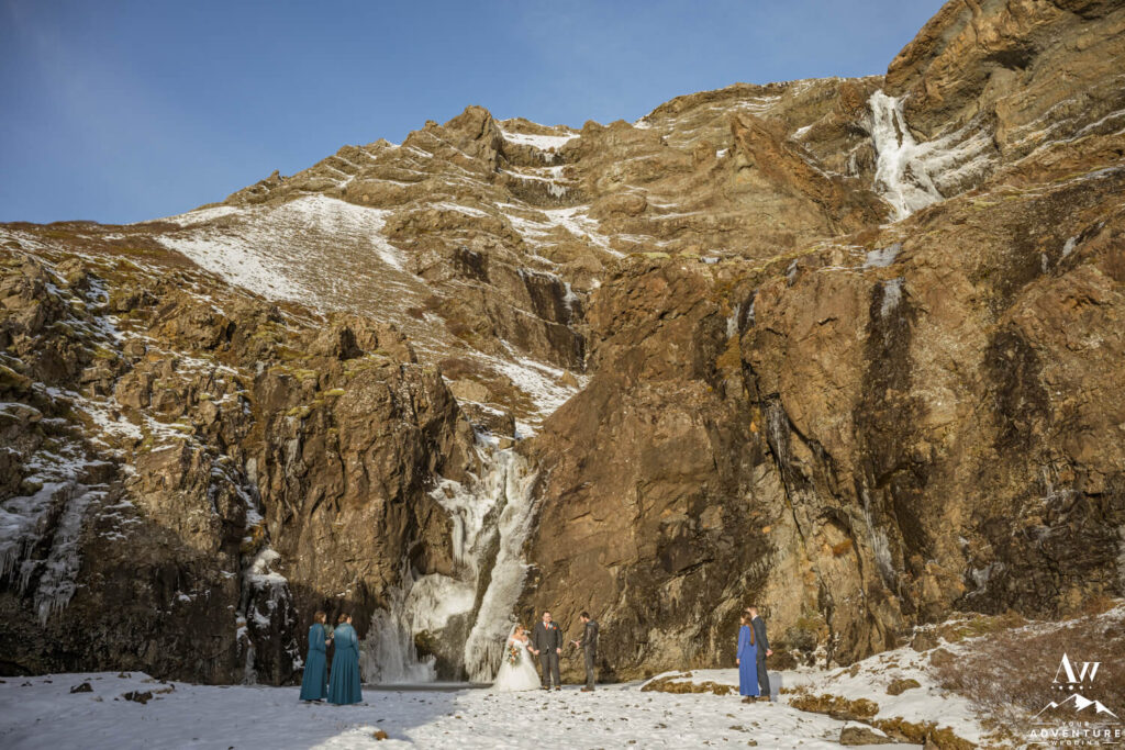 Frozen Waterfall Wedding Ceremony in Iceland
