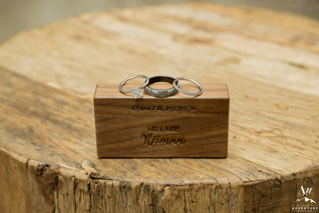Iceland Wedding Ring in wooden ring box