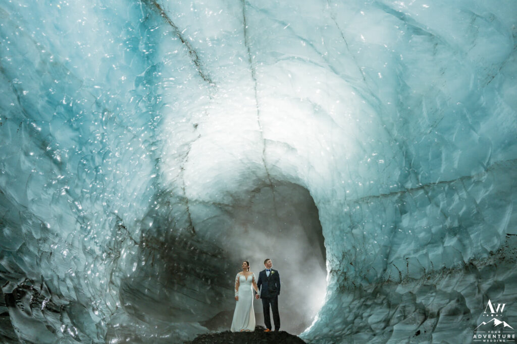 June Glacier Wedding in Summer Ice Cave